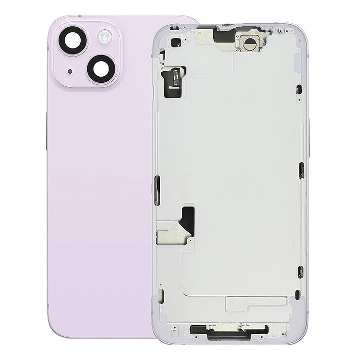 Clappio Châssis Complet pour iPhone 14 avec Vitre Arrière et Lentilles Caméra Violet clair