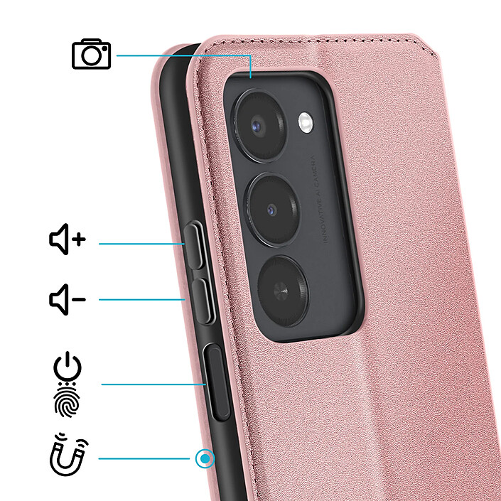 Avis Avizar Étui pour Xiaomi Redmi 15 5G Séries Classic avec Porte-carte et Support Vidéo Rose champagne