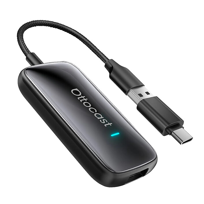 Avizar Adaptateur sans fil Ottocast USB et USB-C pour CarPlay et Android Auto