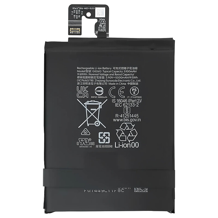 Clappio Batterie 5100mAh pour Google Pixel 9a Remplace le modèle G526Q Noir