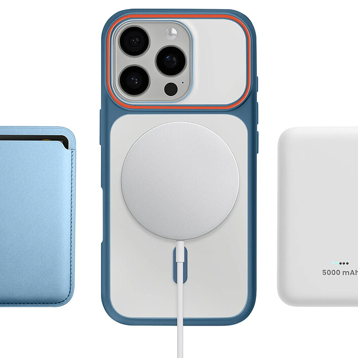 Avizar Coque MagSafe pour iPhone 16 Pro Protection Bi-matière Dos Rigide Bleu foncé pas cher