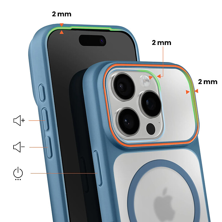 Avis Avizar Coque MagSafe pour iPhone 16 Pro Protection Bi-matière Dos Rigide Bleu foncé