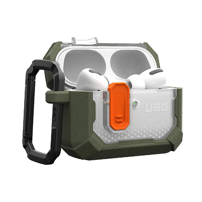 UAG Coque pour Boitier AirPods Pro 3 2025 Collection Plasma avec Mousqueton Vert olive