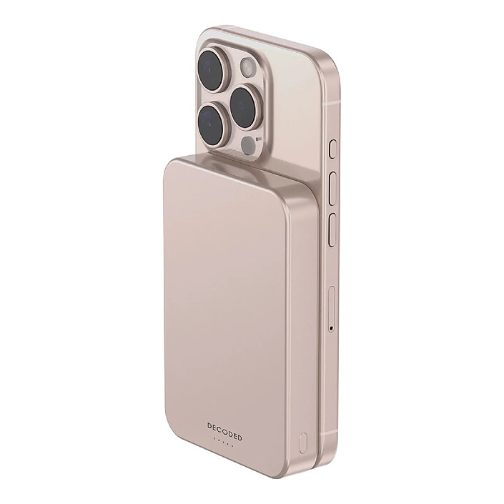 Avis Decoded Powerbank Magnétique Ultra Slim 10000mAh Compatible MagSafe et Qi2 15W Aluminium Rose