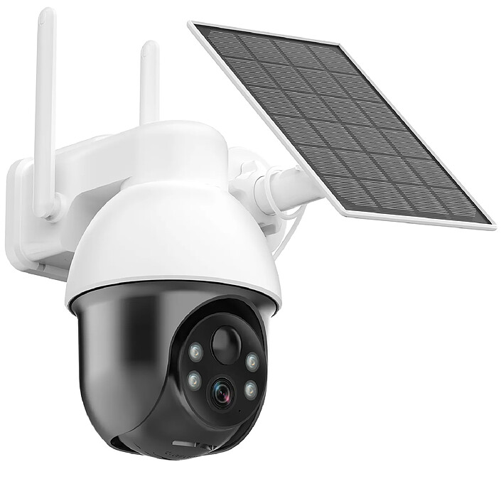 Daewoo - Caméra de surveillance totalement autonome W512MW - Livrée avec panneau solaire - Détection de mouvement améliorée et Vision nocturne couleur