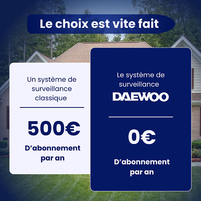 Daewoo - Alarme Maison Wifi Sans Fil Vigilia VIG504 - Kit Complet avec 3 Caméras Full HD intérieur/ 2 x Extérieur autonomes et 12 Accessoires pas cher
