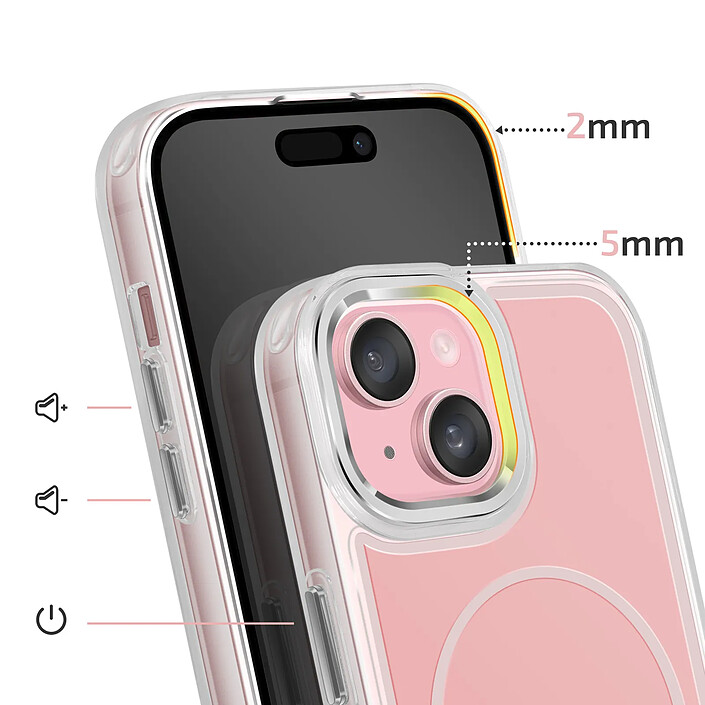 Avis Avizar Coque MagSafe pour iPhone 15 Plus / 14 Plus Protection Bi-matière Renforcé Rose