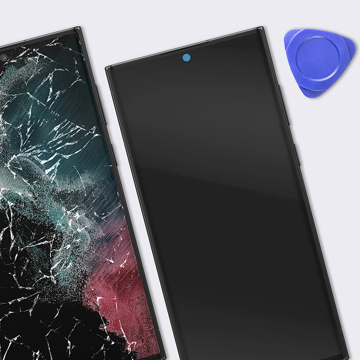 Acheter Clappio Écran Complet pour Galaxy S22 Ultra Dalle Soft OLED avec Châssis Intégré Noir