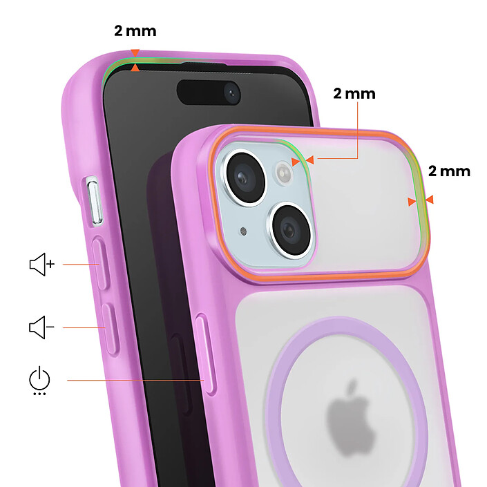 Acheter Avizar Coque MagSafe pour iPhone 15 Dos Fumé avec Cadre en Silicone Renforcée