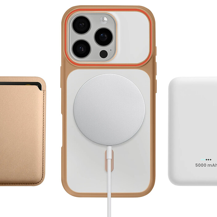 Avizar Coque MagSafe pour iPhone 16 Pro Max Dos Fumé avec Cadre en Silicone Renforcée Marron pas cher