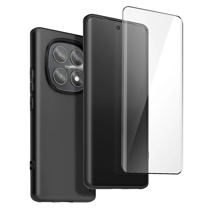 Xfm Coque Soft Touch pour Redmi Note 15 5G / 4G avec Verre Trempé Bord à Bord Noir