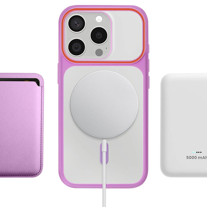 Avizar Coque MagSafe pour iPhone 15 Pro Dos Fumé avec Cadre en Silicone Renforcée pas cher