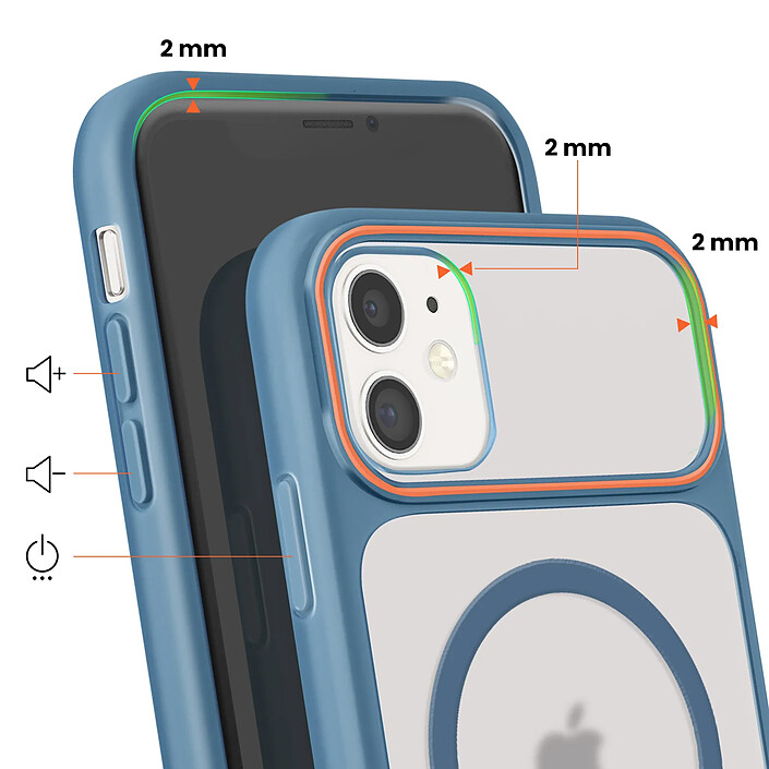 Acheter Avizar Coque MagSafe pour iPhone 11 Dos Fumé avec Cadre en Silicone Renforcée