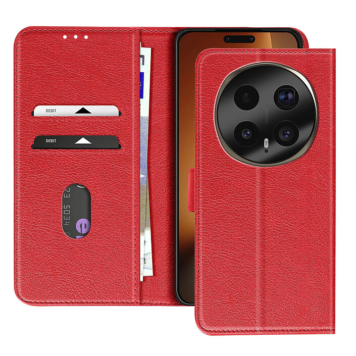 Avizar Étui Folio pour Honor Magic 8 Pro Série Chesterfield avec Fonction Support Rouge