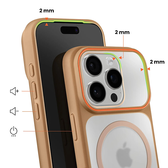 Avis Avizar Coque MagSafe pour iPhone 16 Pro Max Dos Fumé avec Cadre en Silicone Renforcée Marron