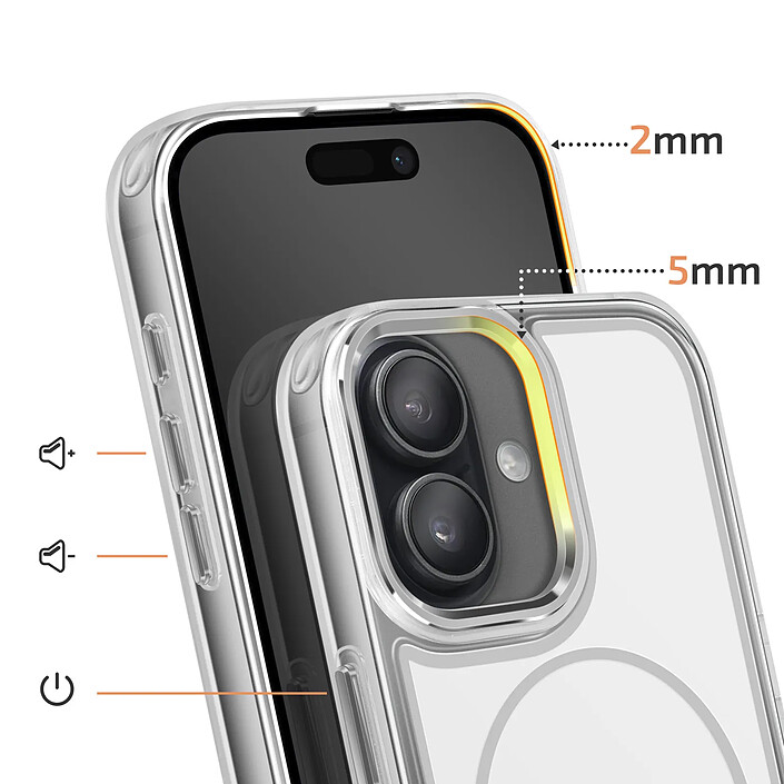 Avis Avizar Coque MagSafe pour iPhone 16 Plus avec Bords Renforcés Bi-Matière Souple Blanc