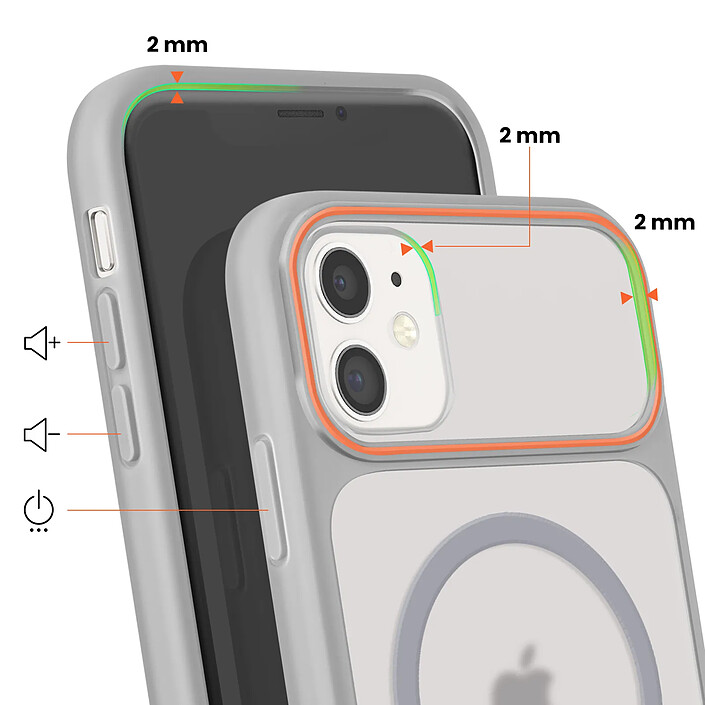 Acheter Avizar Coque MagSafe pour iPhone 11 Dos Fumé avec Cadre en Silicone Renforcée