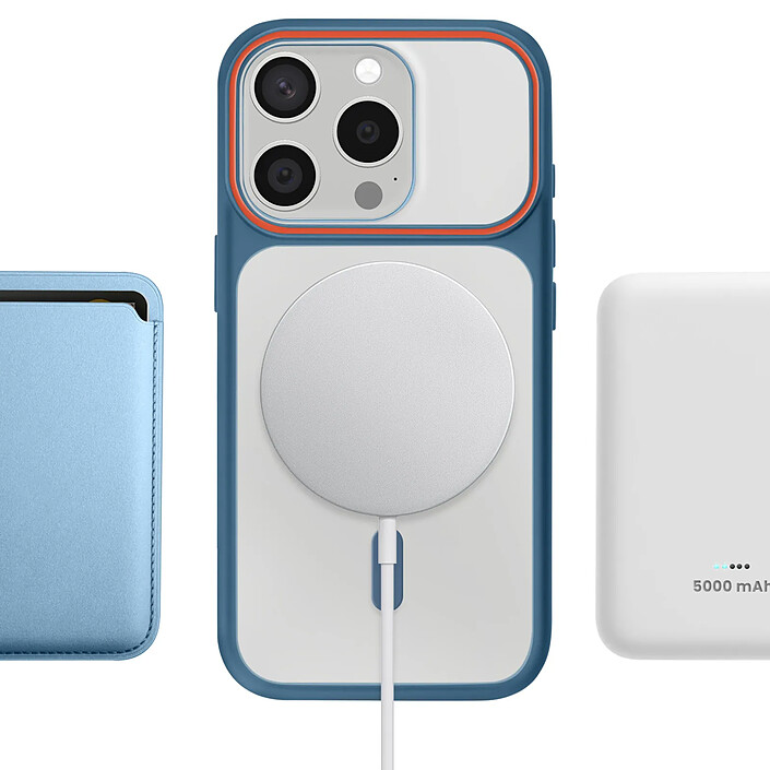 Avizar Coque MagSafe pour iPhone 15 Pro Dos Fumé avec Cadre en Silicone Renforcée pas cher