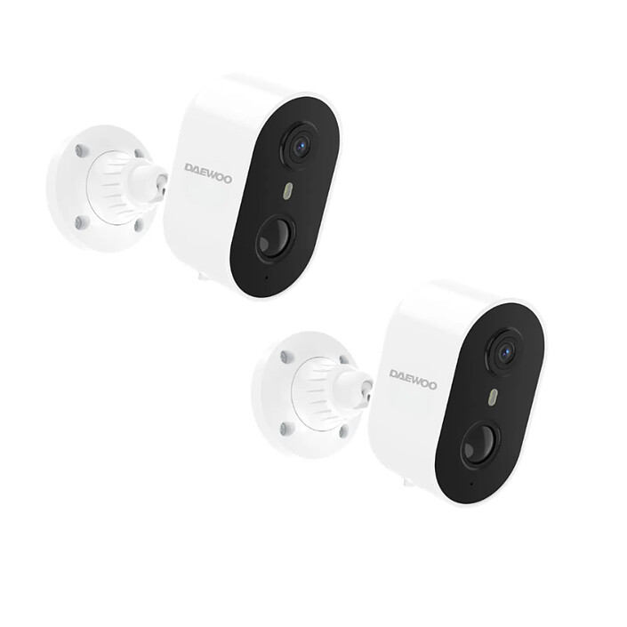 Daewoo W503 – Pack de 2 Caméras de Surveillance Extérieure WiFi Sans Fil – Full HD – Batterie Rechargeable – Détection de Mouvement – Vision Nocturne