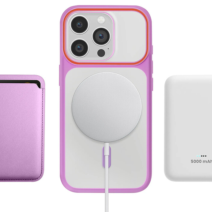 Avizar Coque pour iPhone 14 Pro Conception Bi-Matière Compatible MagSafe Violet pas cher