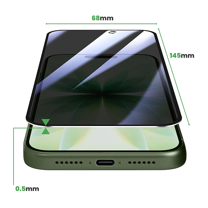 Avis Avizar Protection Écran Verre Trempé pour iPhone 17 Anti-Espion Dureté 9H Noir transparent