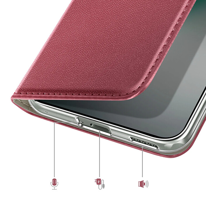 Étui Folio pour Honor Magic 8 Lite avec Porte-cartes et Fonction Support Vidéo Bordeaux pas cher