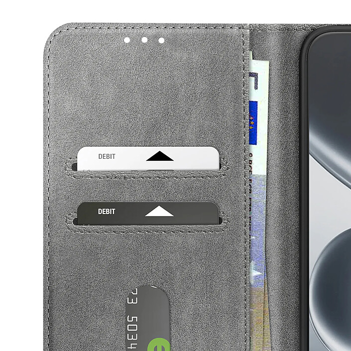 Avizar Étui Portefeuille pour Redmi Note 15 Pro 5G Chesterfield Grainé Fonction Stand Gris pas cher