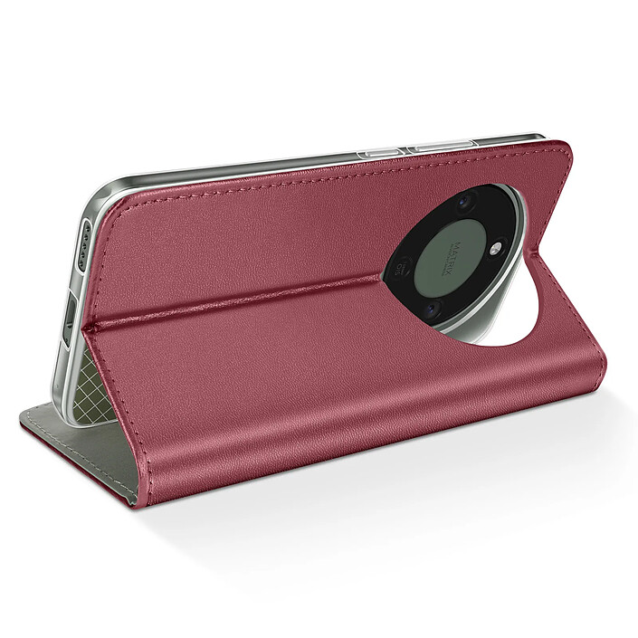 Avis Étui Folio pour Honor Magic 8 Lite avec Porte-cartes et Fonction Support Vidéo Bordeaux