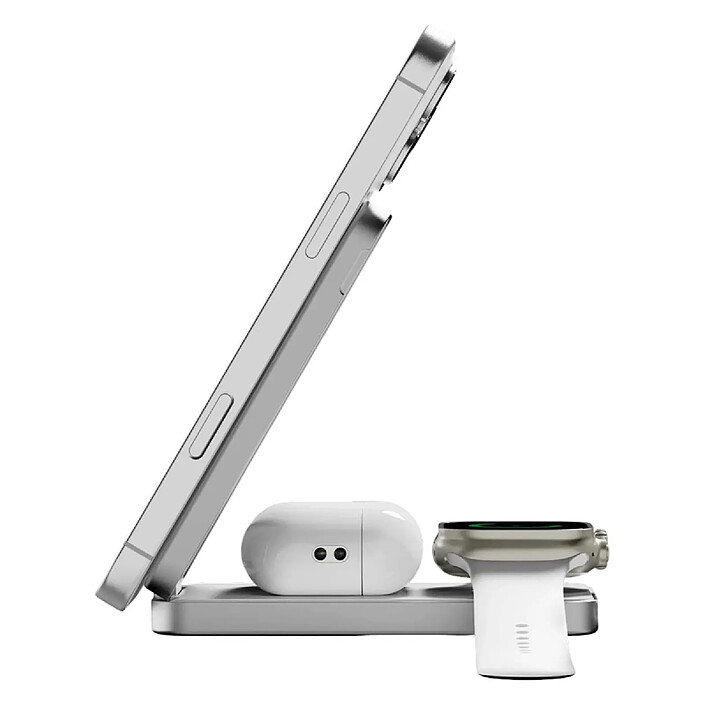 Acheter LNQ Powerbank Magnétique 3-en-1 8000mAh avec Support Pliable et Port USB-C PD 20W Argent