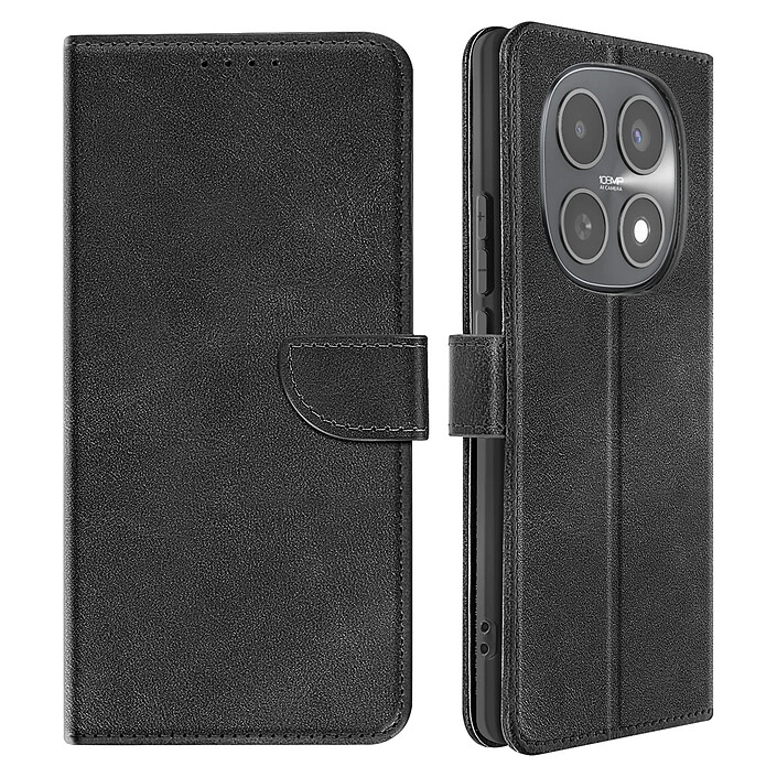 Coque En Cuir PU Effet Daim Pour Hotwav Note 12 - Étui à Rabat Magnétique Avec Portefeuille Cartes & Protection Complète 360° (Noir)