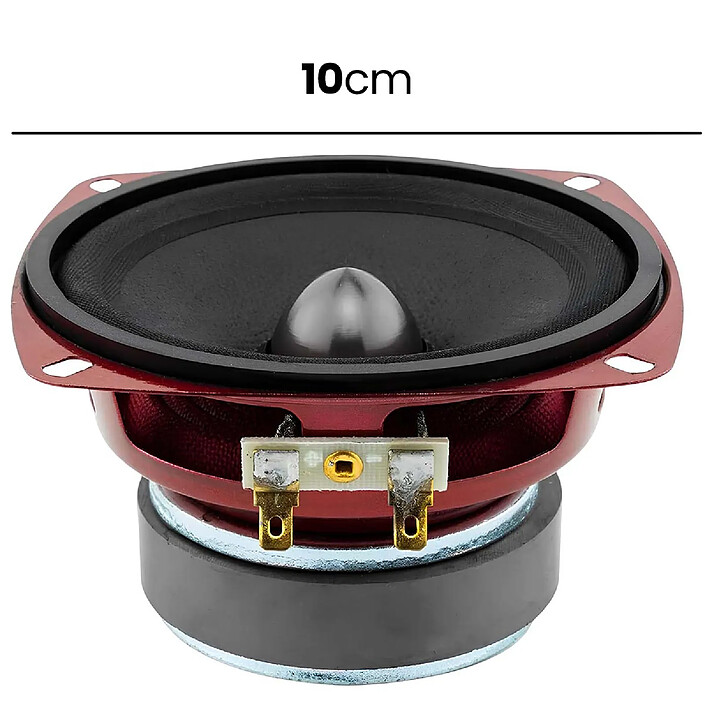 Avizar Haut-parleur Automobile 80W 90dB 10×10cm Profondeur d'Encastrement 5cm Rouge / Noir pas cher