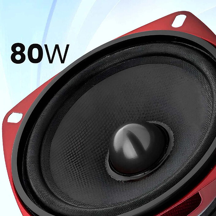 Acheter Avizar Haut-parleur Automobile 80W 90dB 10×10cm Profondeur d'Encastrement 5cm Rouge / Noir