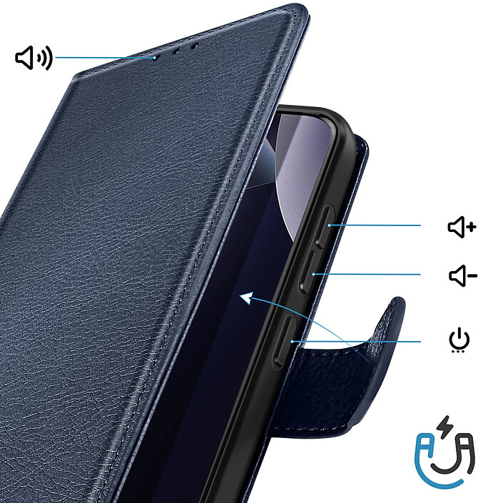 Avis Avizar Étui Portefeuille Xiaomi Redmi Note 15 Pro Plus 5G Chesterfield Fonction Stand Bleu