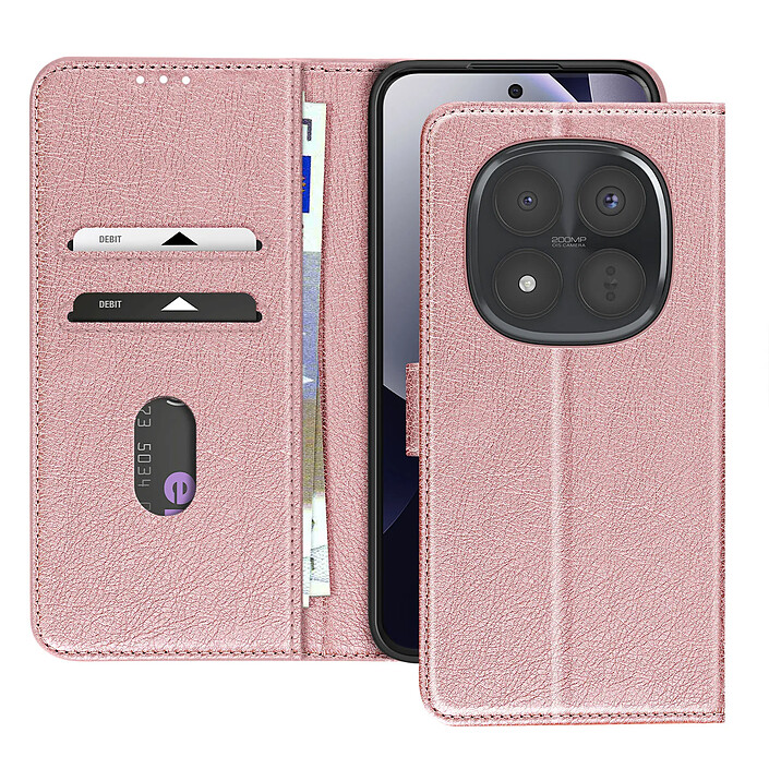 Avizar Étui Portefeuille Xiaomi Redmi Note 15 Pro Plus 5G Chesterfield Fonction Stand Rose
