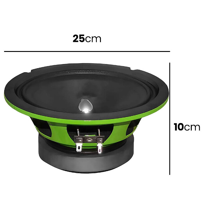 Avizar Haut-parleur Automobile 10 pouces 450W 25×25cm Sensibilité 95dB Noir / Vert pas cher