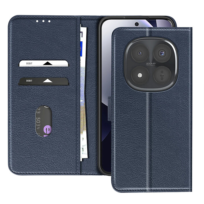 Avizar Étui Portefeuille Xiaomi Redmi Note 15 Pro Plus 5G Chesterfield Fonction Stand Bleu