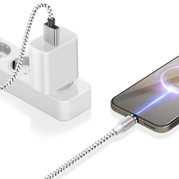 Avizar Câble Magnétique 3-en-1 USB-C / Lightning / Micro-USB vers USB-A 1m Argent pas cher
