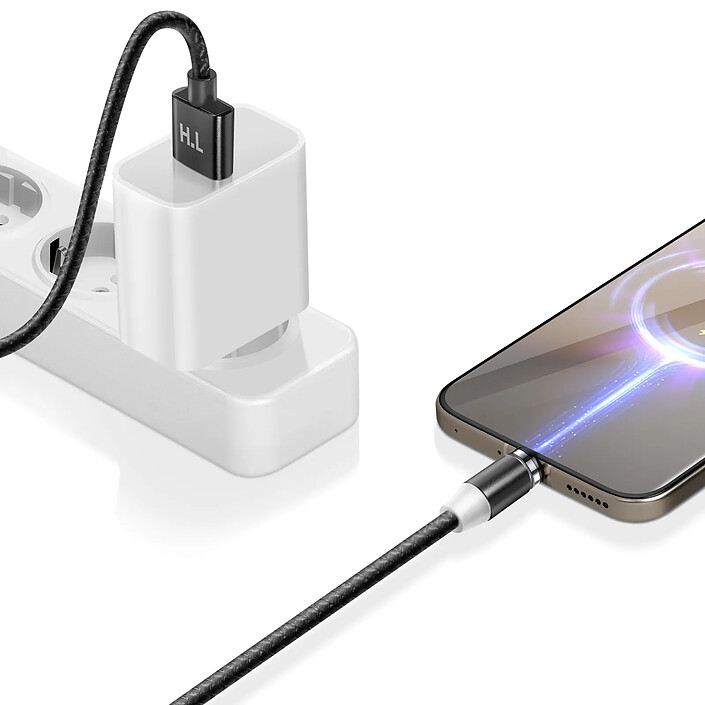 Avizar Câble Magnétique 3-en-1 USB-C / Lightning / Micro-USB vers USB-A 1m Noir pas cher