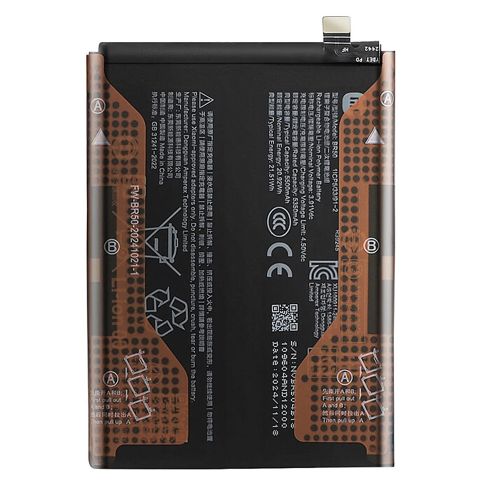 Xiaomi Batterie de Remplacement Service Pack pour Redmi Note 14 4G Li-ion 5500mAh Noir
