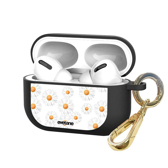 Avis Evetane Housse pour Airpods Pro silicone liquide noir Marguerite