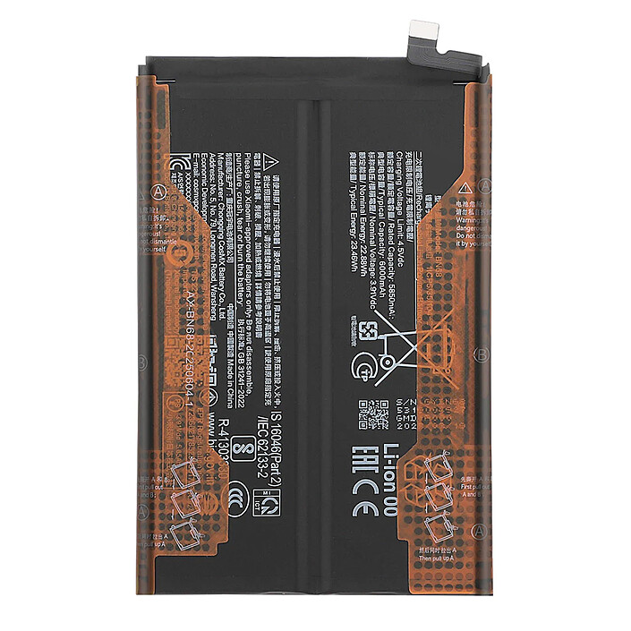 Xiaomi Batterie de Remplacement Service Pack pour Redmi 15C 4G Li-ion 3.91V 6000mAh Noir