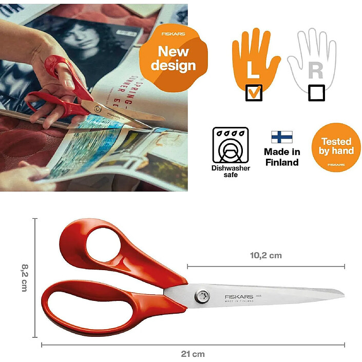 Acheter FISKARS Ciseaux Classic Universels Gauchers 21 cm Lames Auto Affutantes et Vis Torx