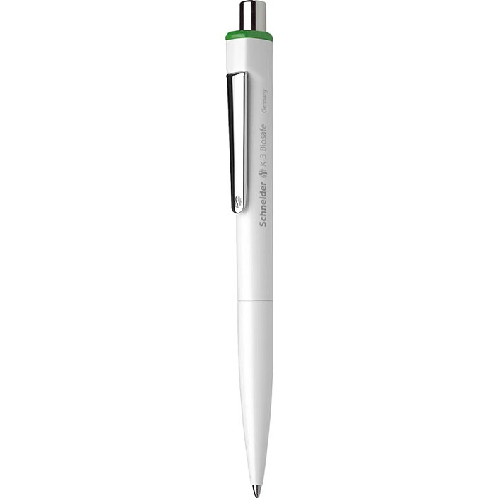 SCHNEIDER Stylo à bille K3 Biosafe blanc Pointe Moyenne verte x 10