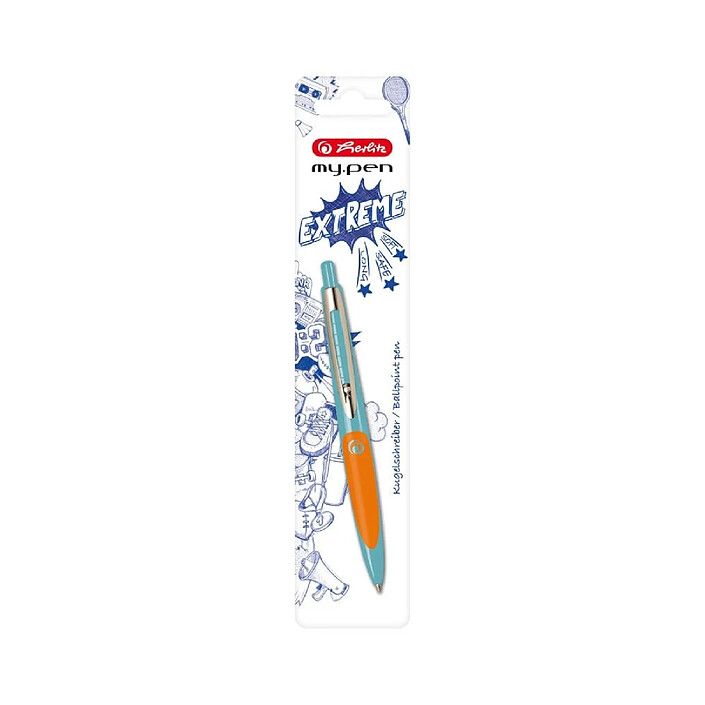 HERLITZ Stylo à bille rétractable my.pen, turquoise/orange