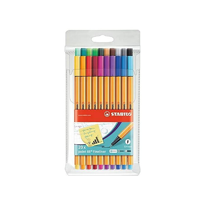 STABILO Pochette de 20 Stylo-Feutre POINT 88 Pointe Fine 0,4 mm x 5