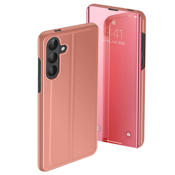 Avizar Étui Miroir pour Galaxy S26 avec Fenêtre Smart View et Support Pliable Rose