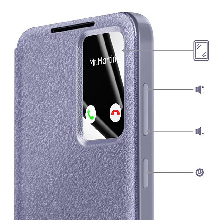 Avis Avizar Étui Smart View pour Galaxy S26 avec Porte-cartes et Finition Antidérapant Gris lavande