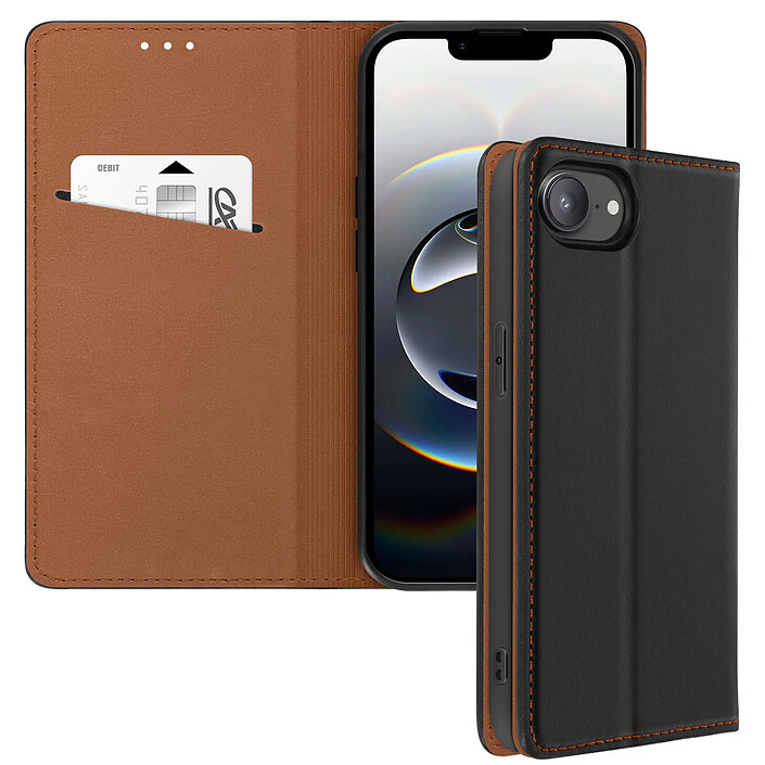 Avizar Étui en Cuir pour iPhone 17e avec Porte-carte Support Vidéo Noir