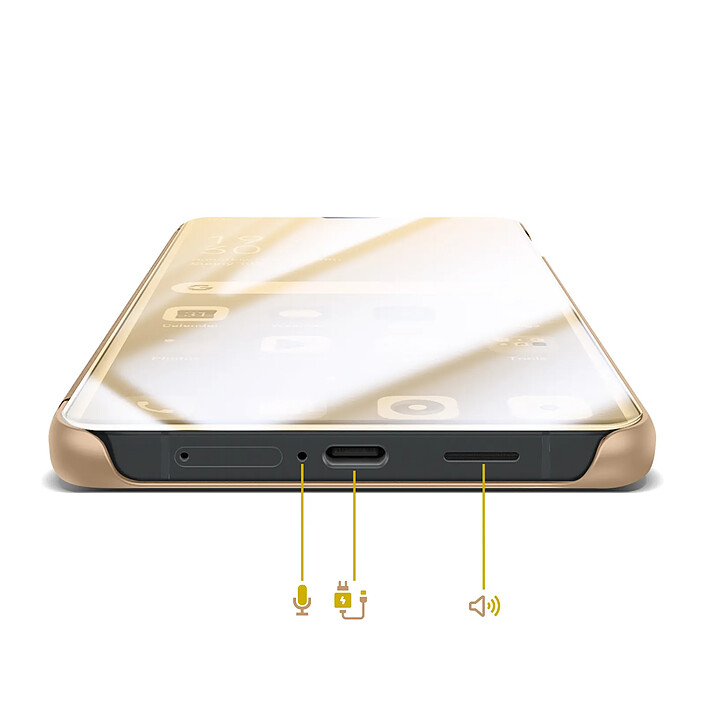 Avizar Étui Miroir pour Galaxy S26 avec Fenêtre Smart View et Support Pliable Dorée pas cher