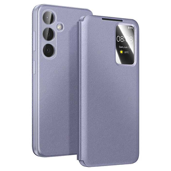 Avizar Étui Smart View pour Galaxy S26 avec Porte-cartes et Finition Antidérapant Gris lavande